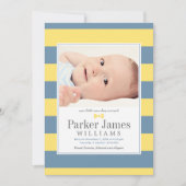 Onze kleine Man geel blauw knappe baby jongen gebo Aankondiging (Voorkant)