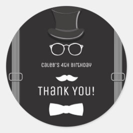 Onze kleine man hipster bretels verjaardagsfeestje ronde sticker