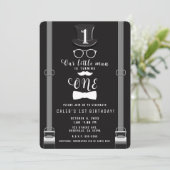 Onze kleine Man Hipster Suspenders 1e Verjaardag E Kaart (Staand voorkant)