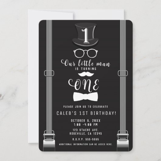 Onze kleine Man Hipster Suspenders 1e Verjaardag E Kaart (Voorkant)