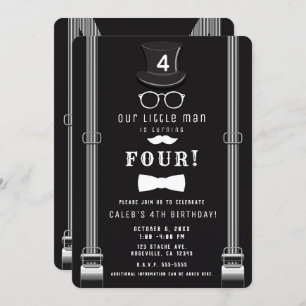 Onze kleine Man Hipster Suspenders Birthday Party Kaart