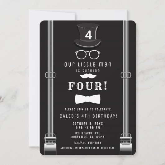 Onze kleine Man Hipster Suspenders Verjaardagsfees Kaart (Voorkant)