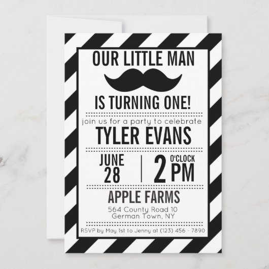 Onze kleine Man Mustache Birthday Uitnodiging (Voorkant)