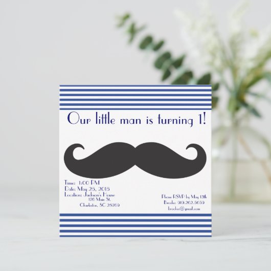 Onze kleine Man Mustache Birthday-uitnodigingen Kaart (Staand voorkant)