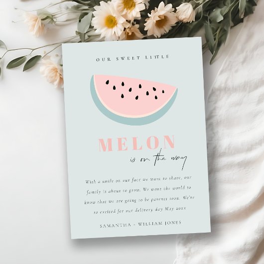 Onze kleine Melon Aqua Blue Boy aankondiging beves