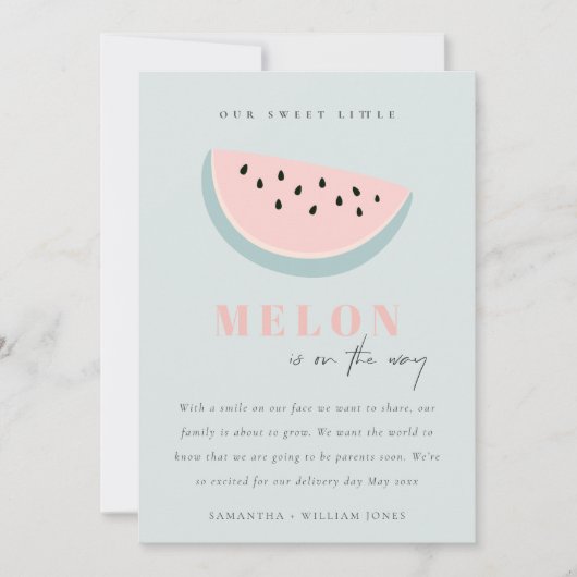 Onze kleine Melon Aqua Blue Boy aankondiging beves (Voorkant)