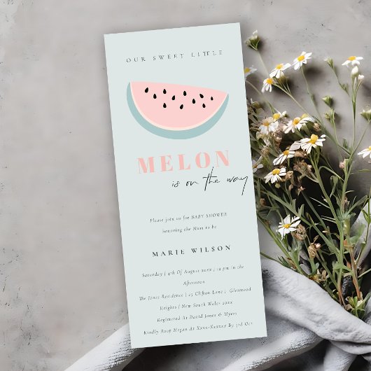 Onze kleine Melon Pastel Aqua Blue Baby shower Kaart