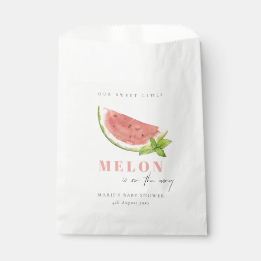 Onze kleine Melon Red Waterverf Baby shower Bedankzakje (Voorkant)