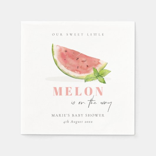 Onze kleine Melon Red Waterverf Baby shower Servet (Voorkant)