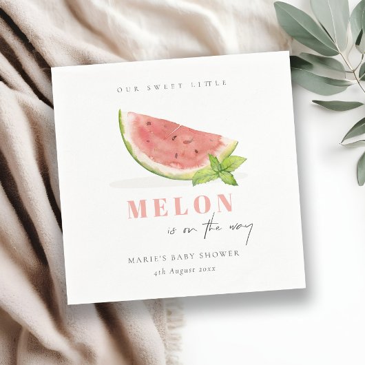 Onze kleine Melon Red Waterverf Baby shower Servet