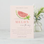 Onze kleine Melon Waterverf blush Baby shower Bedankkaart (Staand voorkant)