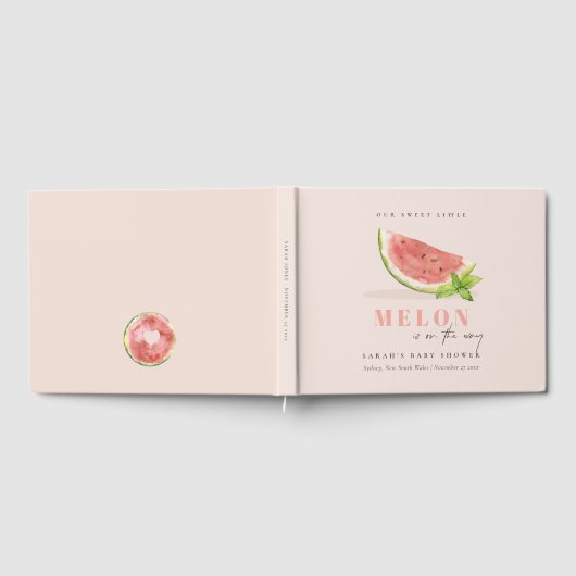 Onze kleine Melon Waterverf blush Baby shower Gastenboek (Volledig)