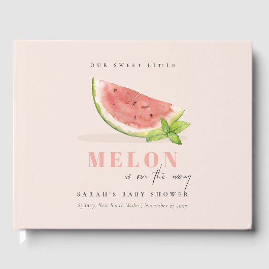 Onze kleine Melon Waterverf blush Baby shower Gastenboek (Voorkant)