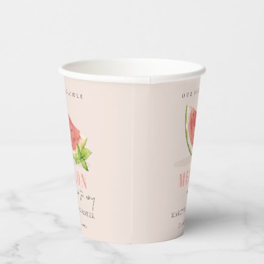 Onze kleine Melon Waterverf blush Baby shower Papieren Bekers (Rechts)