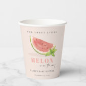 Onze kleine Melon Waterverf blush Baby shower Papieren Bekers (Voorkant)