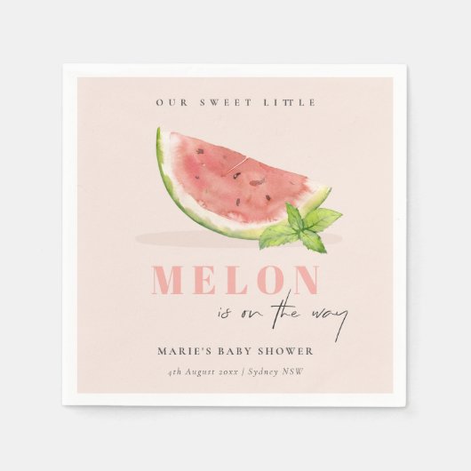 Onze kleine Melon Waterverf blush Baby shower Servet (Voorkant)