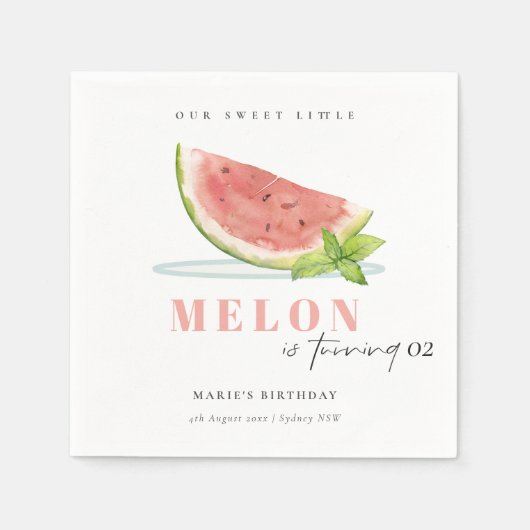 Onze kleine Melon-Waterverf elke dag van de zondag Servet (Voorkant)
