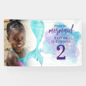 Onze kleine Mermaid Foto Birthday Party Spandoek (Horizontaal)