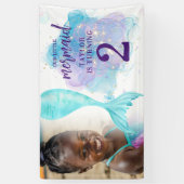 Onze kleine Mermaid Foto Birthday Party Spandoek (Verticaal)