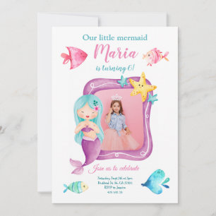 Onze kleine Mermaid Photo Birthday-uitnodiging Kaart