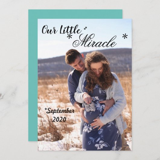 Onze kleine 'Mirakel Pregnancy' Kaart kondiging (Voorkant / Achterkant)