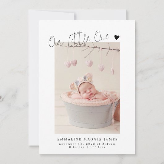 Onze kleine moderne geboorteaankondiging aankondiging (Voorkant)