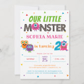 Onze kleine monster Schattige roze kinderen verjaa Kaart (Voorkant)