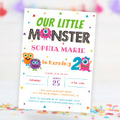 Onze kleine monster Schattige roze kinderen verjaa Kaart