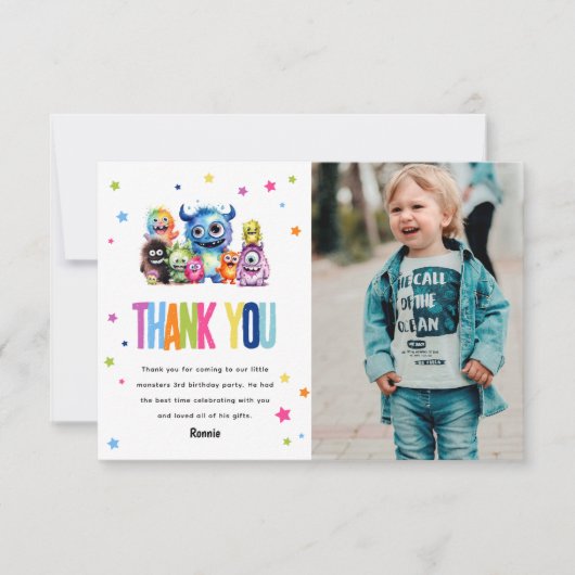 Onze kleine monster verjaardag bedankkaart (Voorkant)