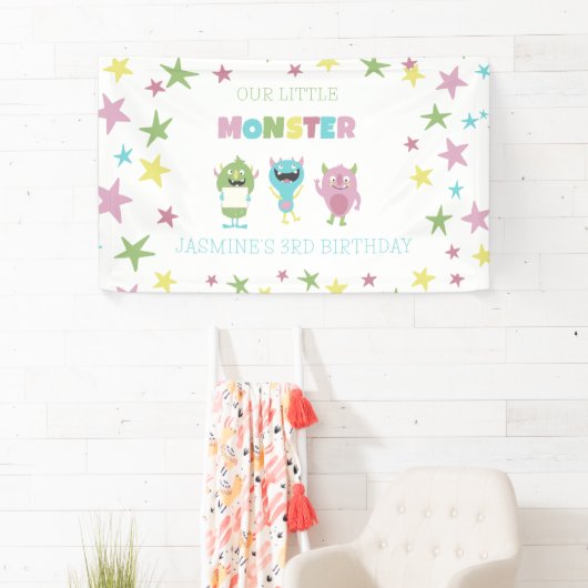 Onze kleine monster verjaardag spandoek (Insitu)