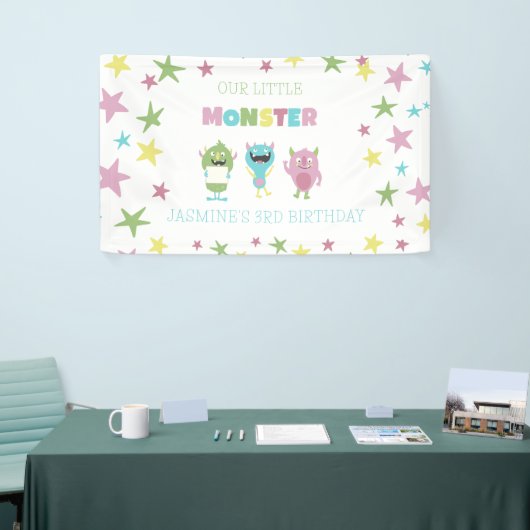 Onze kleine monster verjaardag spandoek (Beurs)