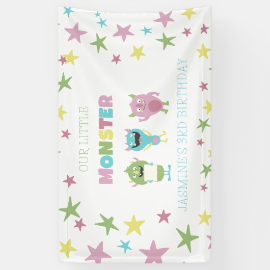 Onze kleine monster verjaardag spandoek (Verticaal)