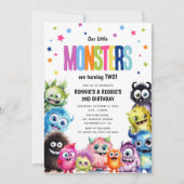Onze kleine monsters gezamenlijke verjaardagsfeest kaart (Voorkant)