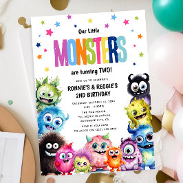 Onze kleine monsters gezamenlijke verjaardagsfeest kaart