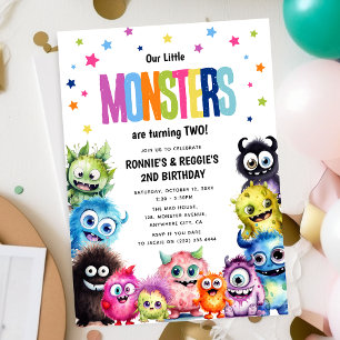 Onze kleine monsters gezamenlijke verjaardagsfeest kaart