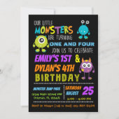 Onze kleine Monsters Joint Birthday Party nodigt u Kaart (Voorkant)