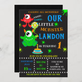 Onze kleine monsterverjaardagsuitnodiging voor jon kaart (Voorkant / Achterkant)