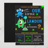 Onze kleine monsterverjaardagsuitnodiging voor jon kaart (Voorkant / Achterkant)