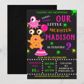 Onze kleine monsterverjaardagsuitnodiging voor mei kaart (Voorkant / Achterkant)