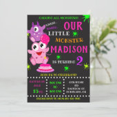 Onze kleine monsterverjaardagsuitnodiging voor mei kaart (Staand voorkant)