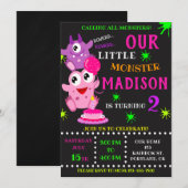 Onze kleine monsterverjaardagsuitnodiging voor mei kaart (Voorkant / Achterkant)