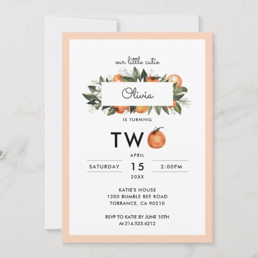 Onze Kleine Moppie Tweede 2e Verjaardagsfeestje Kaart (Voorkant)