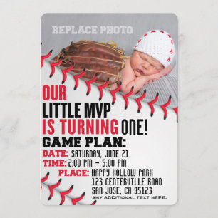"Onze kleine MVP" Baseball Birthday-uitnodiging Kaart