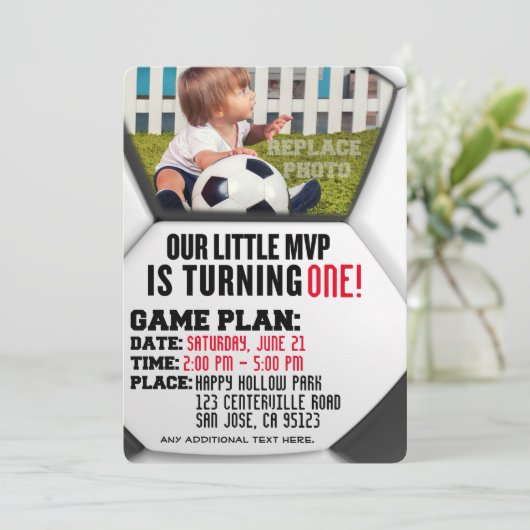 "Onze kleine MVP" Uitnodiging van de Voetbal van d (Staand voorkant)