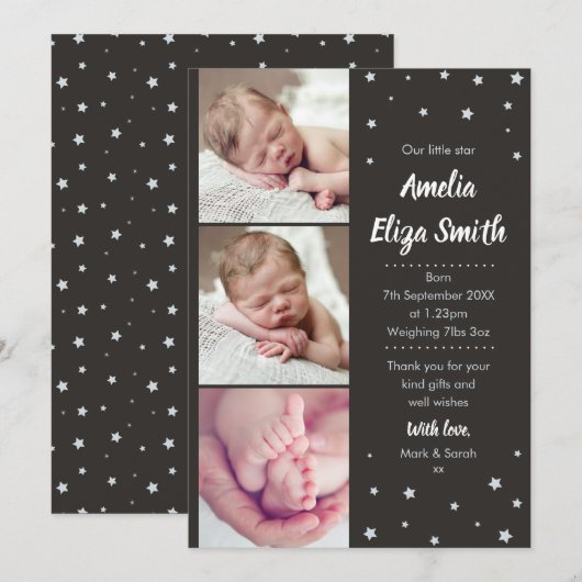 Onze kleine nieuwe baby bedankt je creditcard aankondiging (Voorkant / Achterkant)