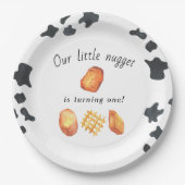 Onze kleine nugget draait één verjaardag voor kind papieren bordje (Voorkant)