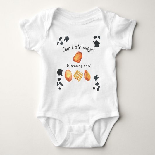 Onze kleine nugget draait één verjaardag voor kind romper (Voorkant)