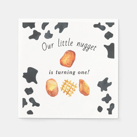 Onze kleine nugget draait één verjaardag voor kind servet (Voorkant)