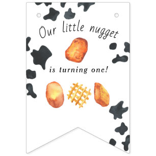 Onze kleine nugget draait één verjaardag voor kind vlaggetjes