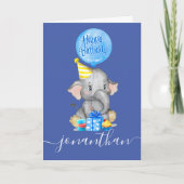 Onze kleine olifant viert zijn eerste verjaardag kaart (Voorkant)